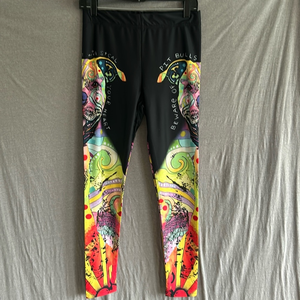 Pit bull leggings. Medium. Slight pilling.  See pic.